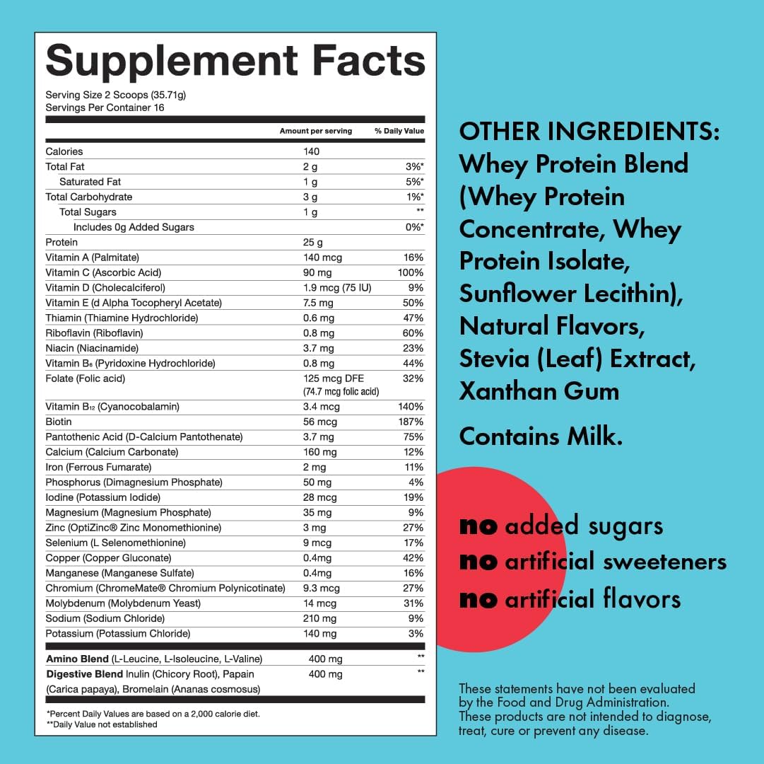 Kick Whey Protein Powder, Vanilla Flavor, 25 G Protein, Gluten Free Workout Supplement With Amino Acids to Support Fitness Goals & Digestive Wellness, No Added Sugar, No Artificial Flavor, 16 Servings - Image 2