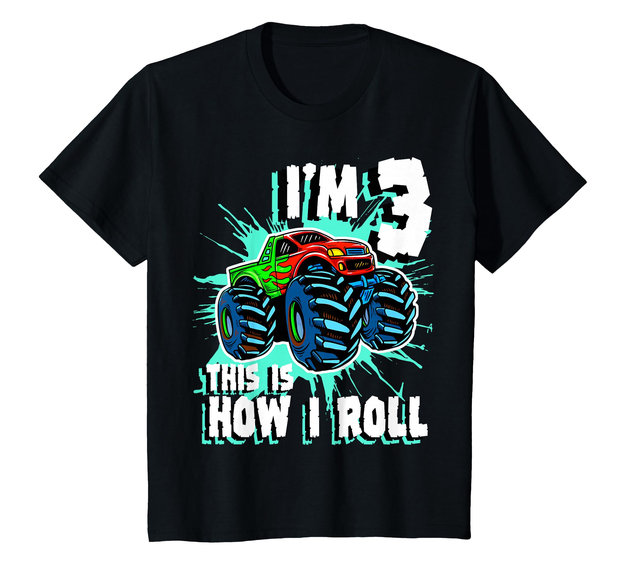 Kids 3 Year Old Boy Monster Truck Birthday Party 3rd Boys T-Shirt