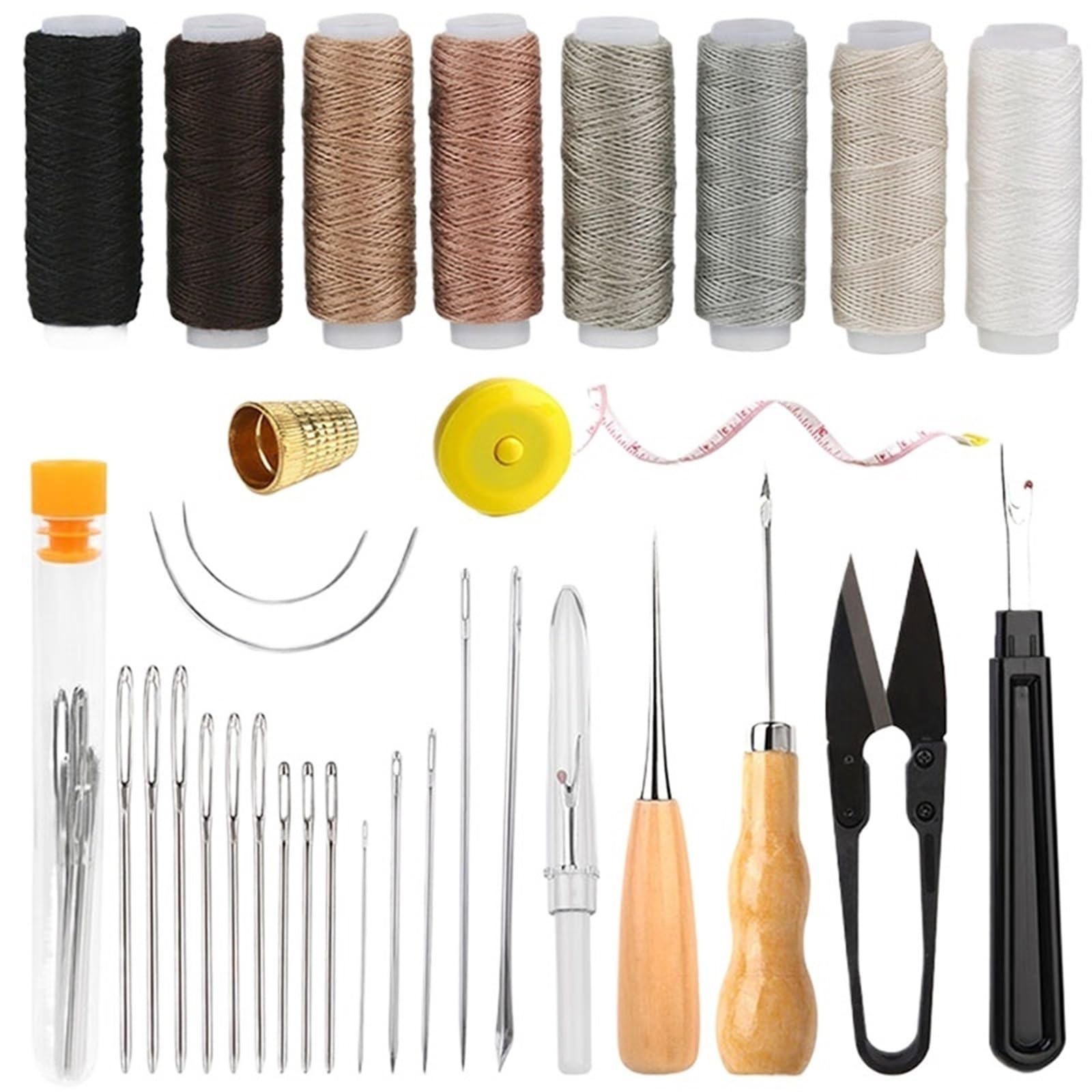 Leather Sewing Kit with Awl Hand Stitching Needles Thread Craft Tool for Shoes Sofa Tent Carpet