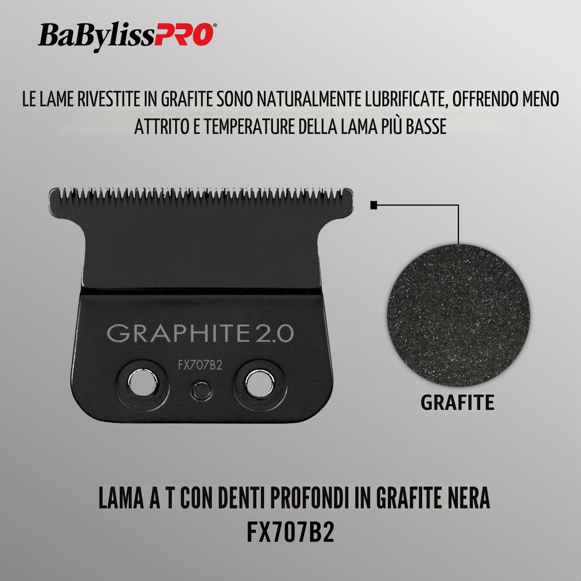 BaBylissPRO Lama di ricambio T-Blade a denti profondi - FX707B2 grafite per uomo, 1 pezzo