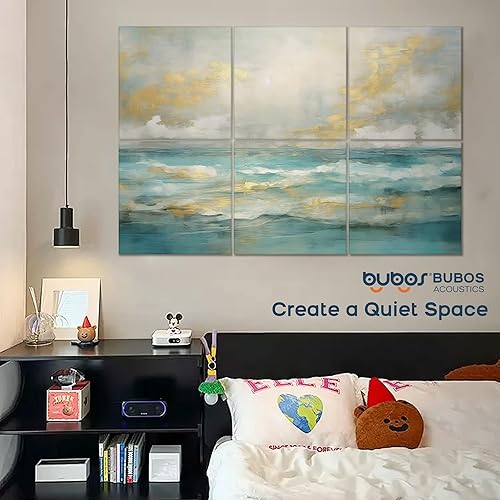 Miniatura 6 de BUBOS Paneles acústicos artísticos resistentes al sonido para pared, decorativos, autoadhesivos, para oficina en casa, paquete de 6 paneles de 70.8