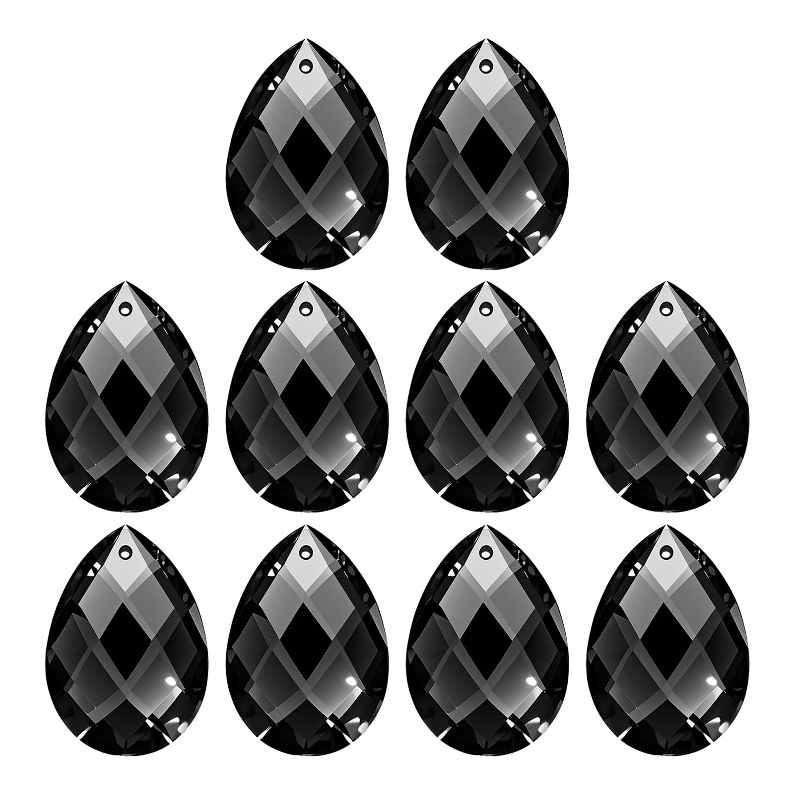 Lot de 10 pendentifs cristal K9 noir 38mm pour loisirs créatifs