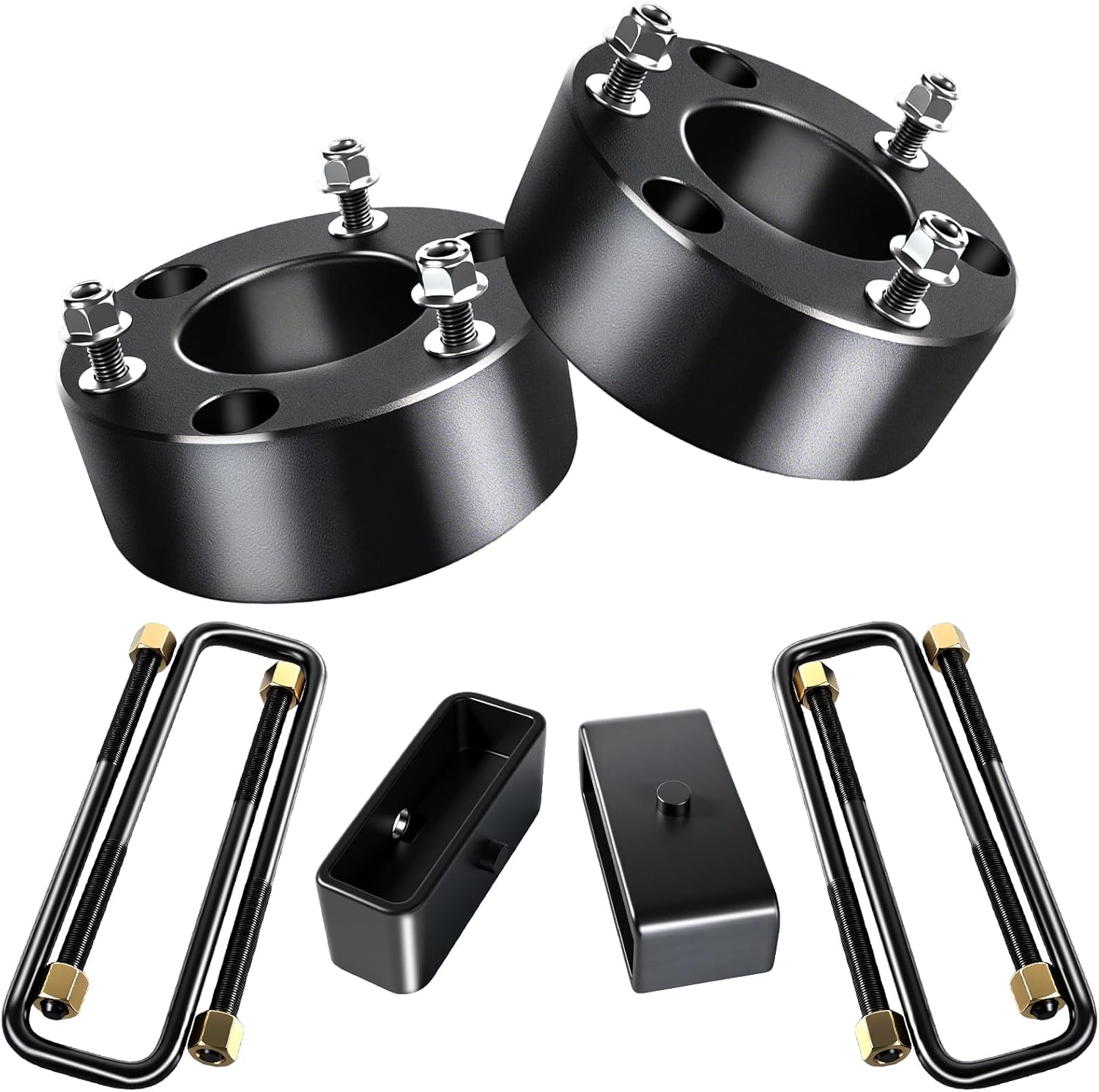 3"F+2"R Leveling Lift Kit Compatible with 2007-2023 Chevy Silverado 1500 GMC Sierra 1500, 3in Front Lift Spacer and 2in Rear Lift Block for GMC Sierra 2007-2018, with Extended U Bolts