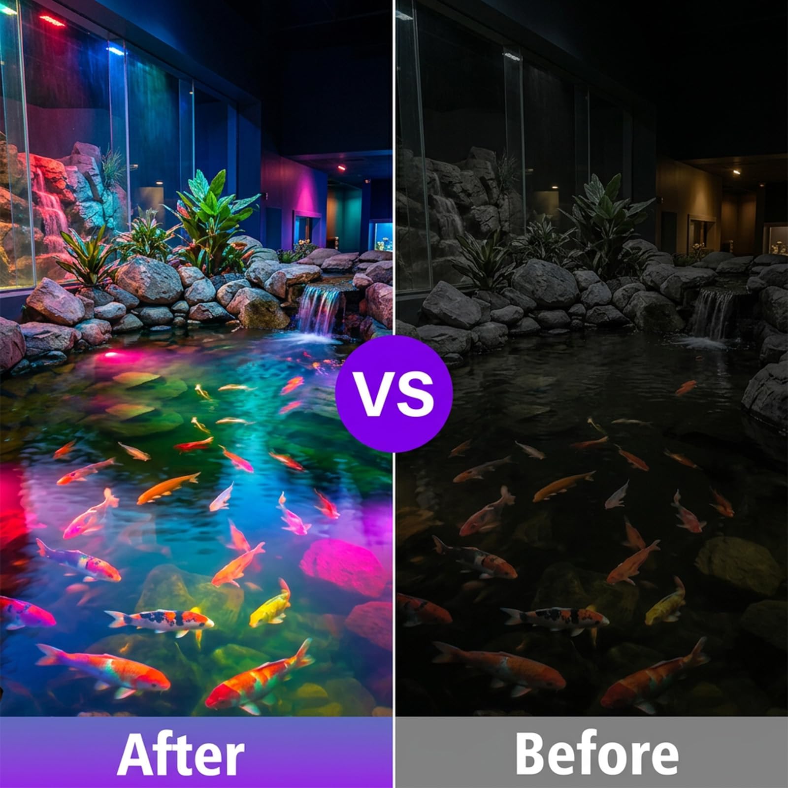 T-SUN Luci Solari per Laghetti 5 in 1 RGB Luce Solari Per Laghetti Faretto Solare per Esterni RGB Lampada Solare Sommersa Con 2 Modalità, IP68 Impermeabile, Per Giardino, Albero, Patio, Stagno