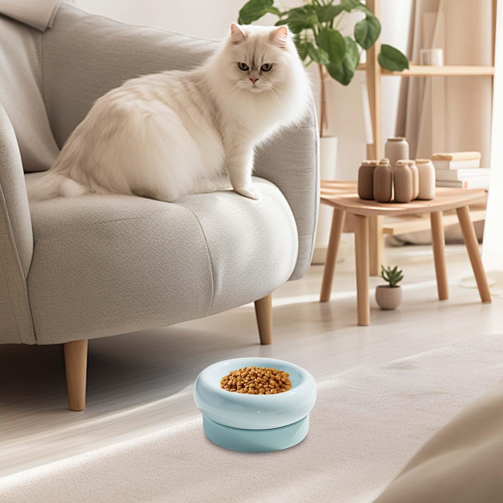 Support de nourriture pour chat | Double gamelle amovible - Gamelle amovible pour chat - Fournitures pour animaux domestiques - Double bol en céramique pour l'alimentation et l'arrosage des chats | Gamelle amovible pour chat - Fournitures pour animaux dom