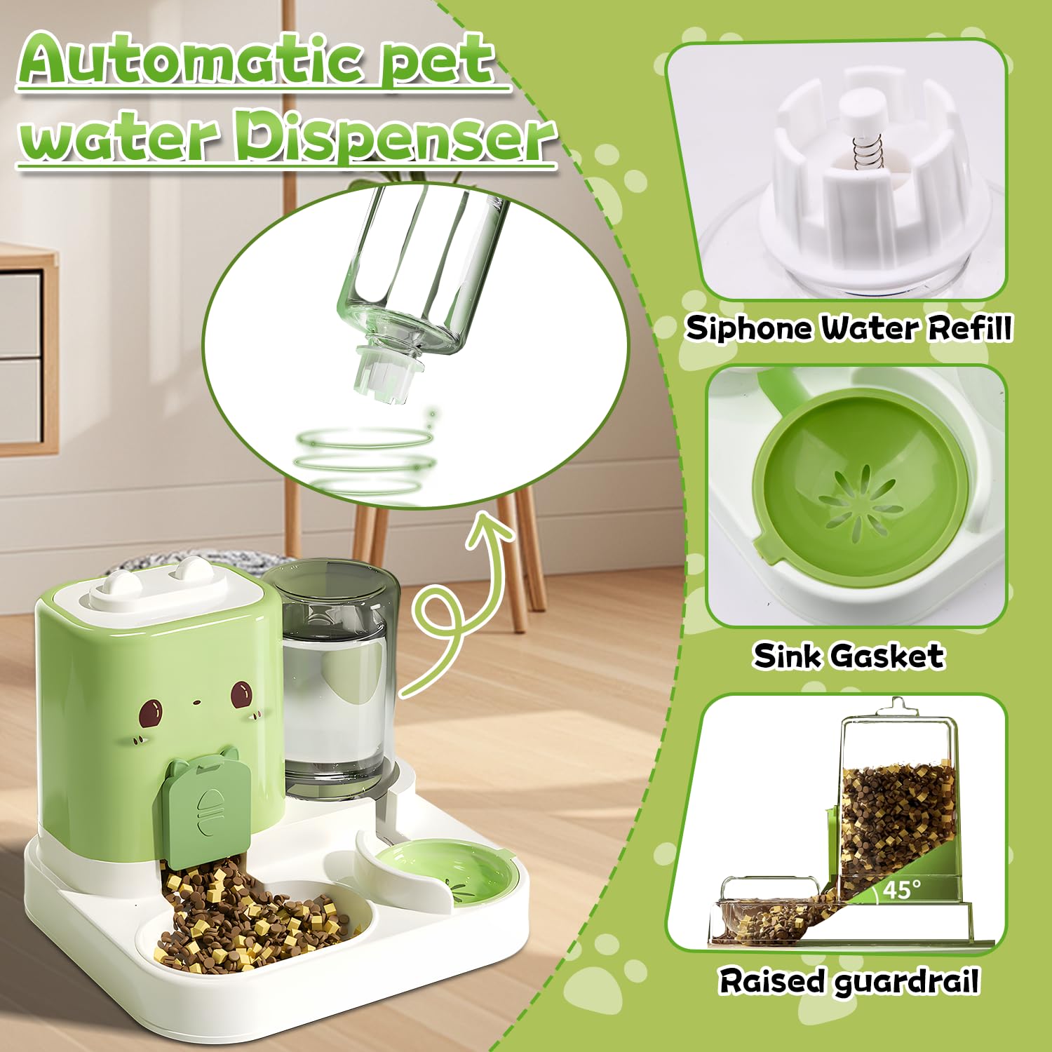 Distributeur Automatique de Nourriture pour Chats, de Nourriture 2 en 1, Distributeur Croquettes Chat Automatique, Gamelle Chat d'Aliments et d'eau Animaux de Compagnie de Petite