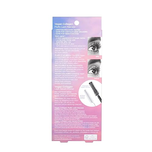 Miniatura 6 de Pacifica Beauty - Juego de suero e imprimación de pestañas de colágeno vegano y máscara de pestañas esponjosa, maquillaje, rímel negro,