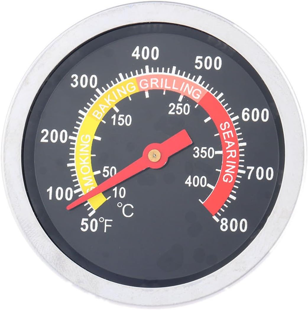 Mtsooning 2 3/8" Face 800F Charcoal BBQ Thermometer, Barbecue Temperature Gauge Grill Pit Wood Smoker Outdoor Meat Beef Pork Lamb Cooking Heating Camping Replacement Parts
