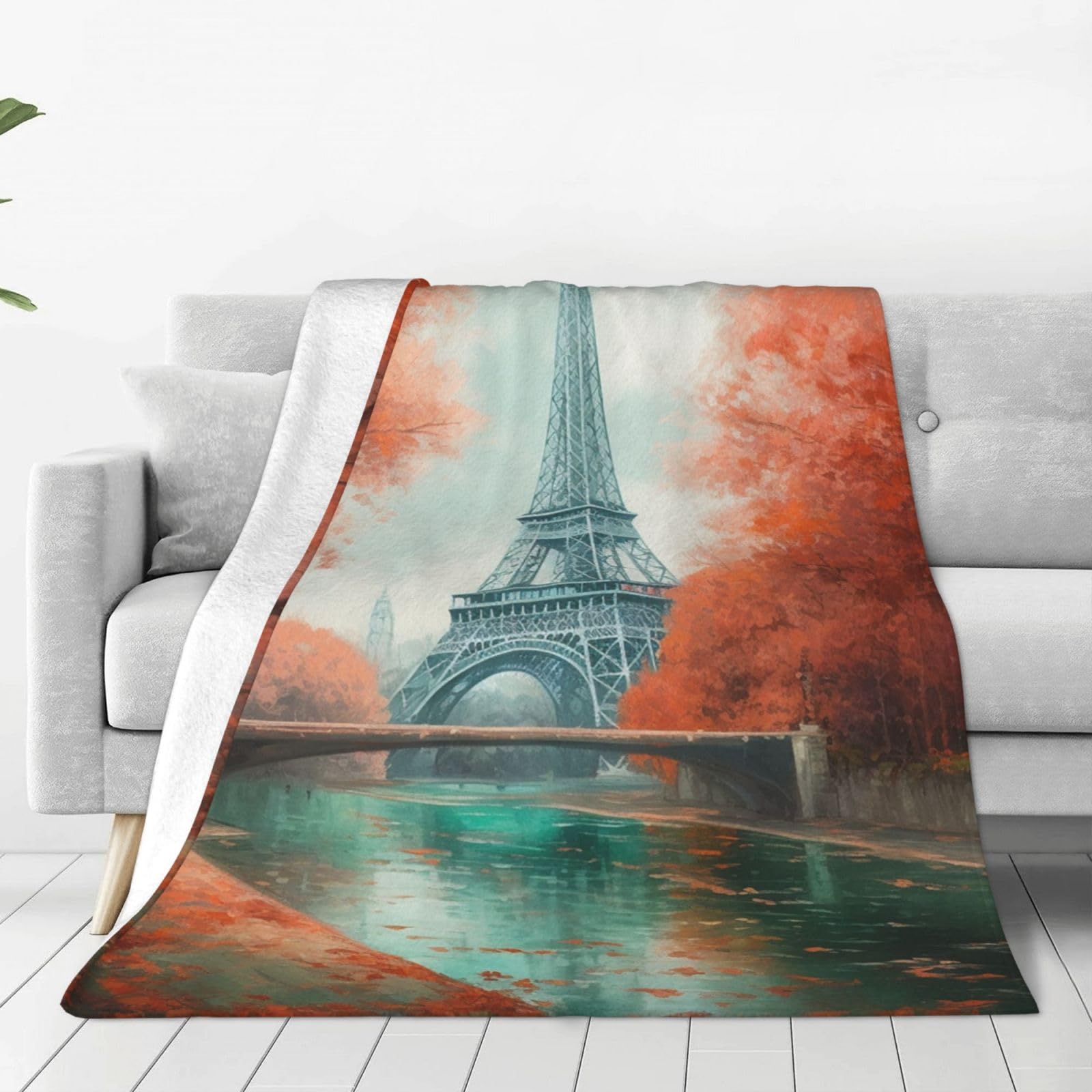 Couverture douce Tour Eiffel lit flanelle chaude couverture polaire canapé 152x203