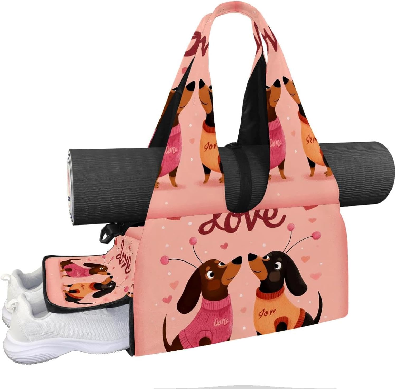 Yoga Mat Bag, Gym Workout Bag with Shoe Compartment, St. Patrick's Day Cow Coin Pilates Bag for Women, Quick Access Storage Yoga Tote Bag for Sports Travel Office