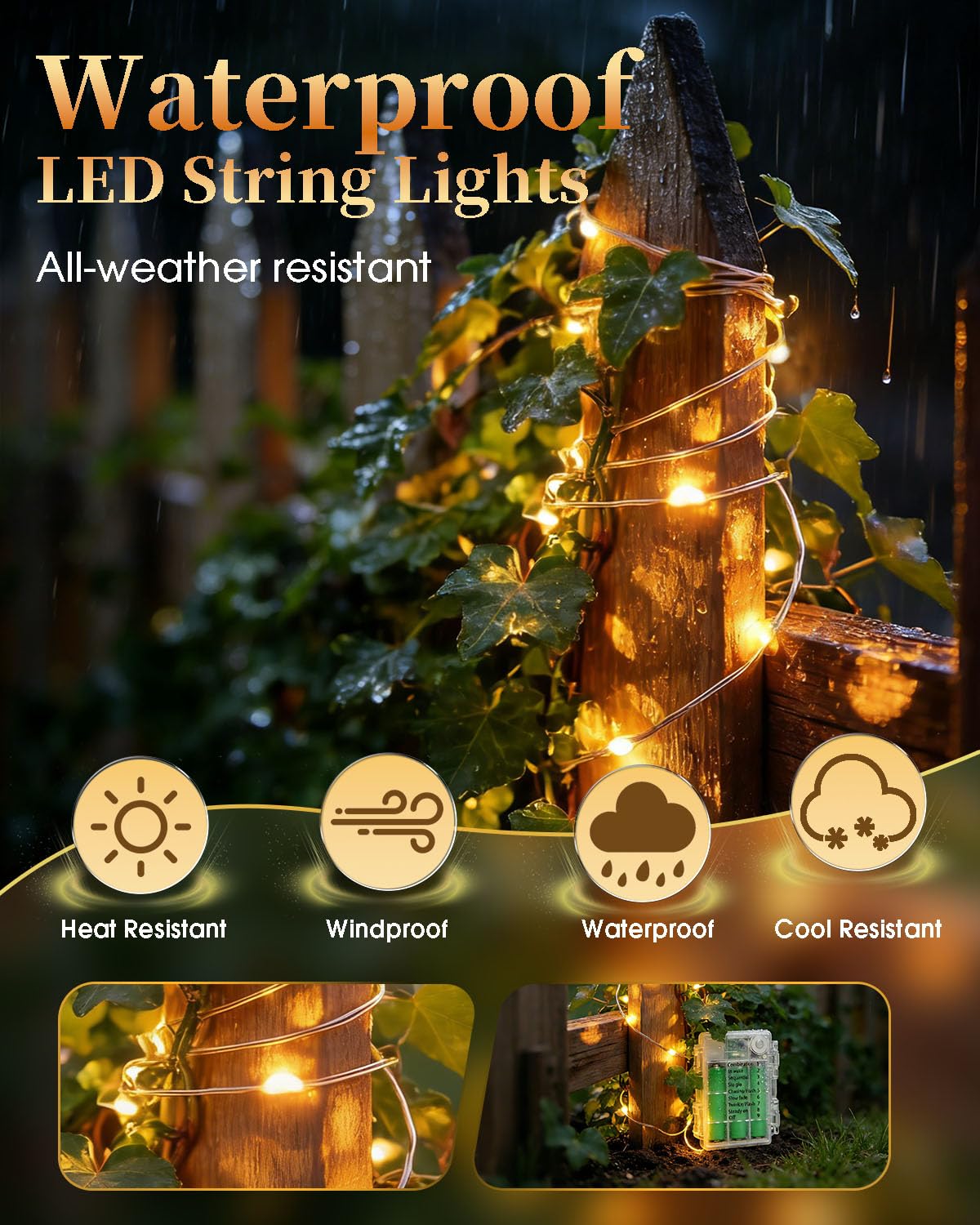 LED Batteriebetriebene Lichterkette 8 Pack, 8 x10M 100 LEDs Warmweiß Drahtlichterkette mit Fernbedienung & Timer, 8 Modi, Wasserdicht für Weihnachten, Party, Hochzeit, Garten & Zimmerdekoration