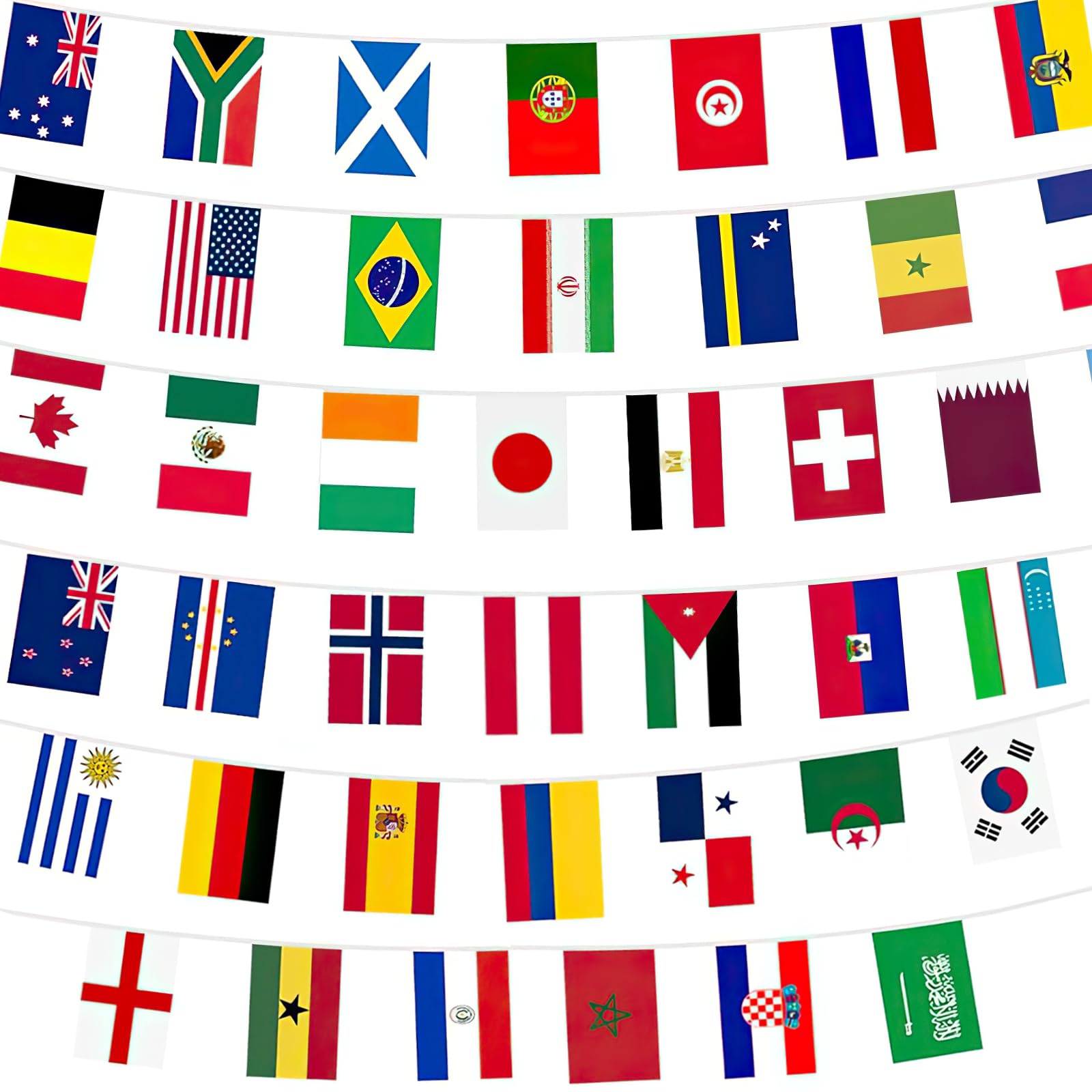 World Football 2026 Flags Bunting, World Flag Bunting for Worlds Football Party Decorations 2026, Footballs 2026 Party Decorations, Double Sides Flags Buntings for Restaurant Bar Club Garden Decor
