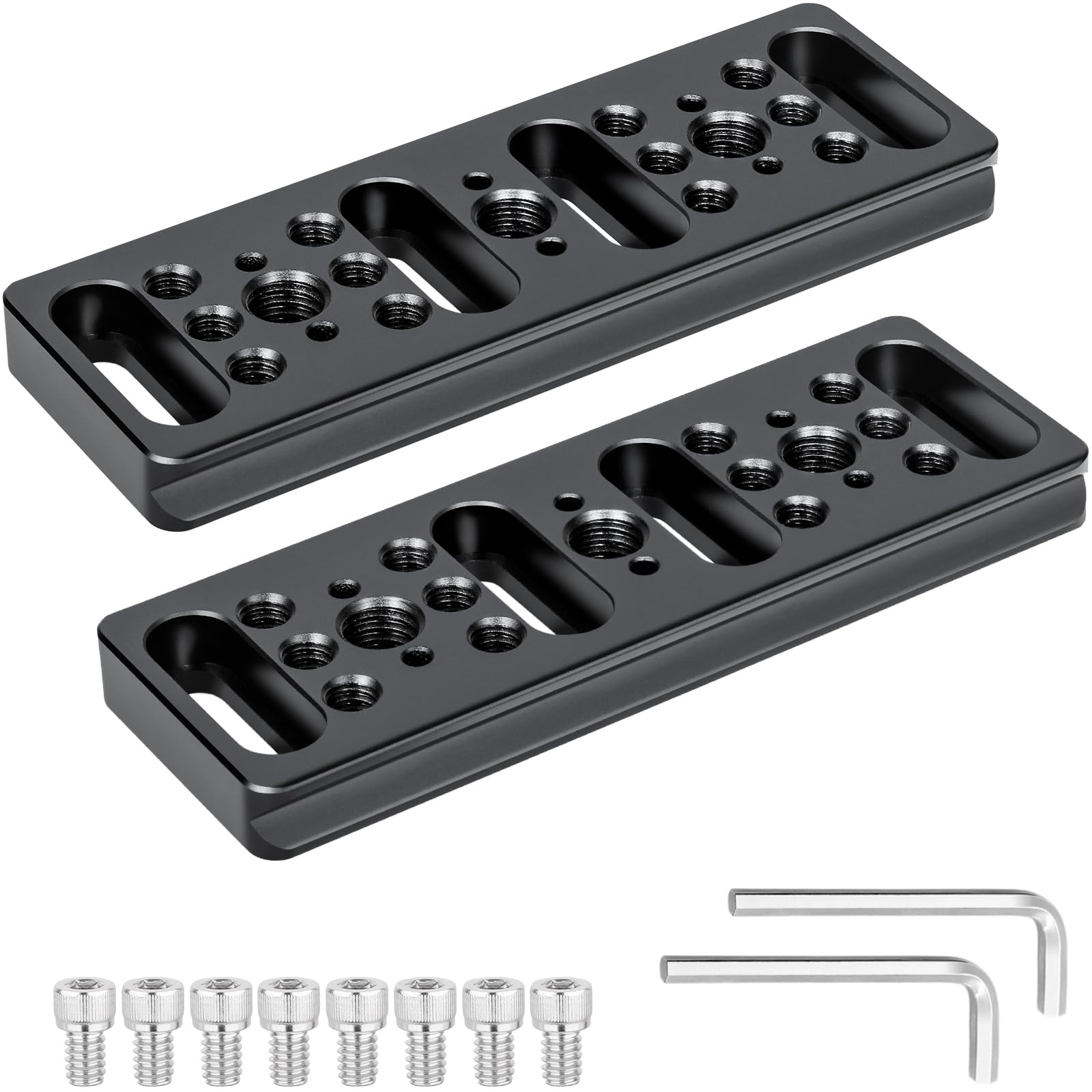 INNOREL CP1104 Multifunktions-Käseplatte mit 1/4 Zoll und 3/8 Zoll Gewinde, Schaltmontage, Arca-Swiss-Platte mit integrierten ARRI-Löchern für Kamera und Stativ, 2 Packungen