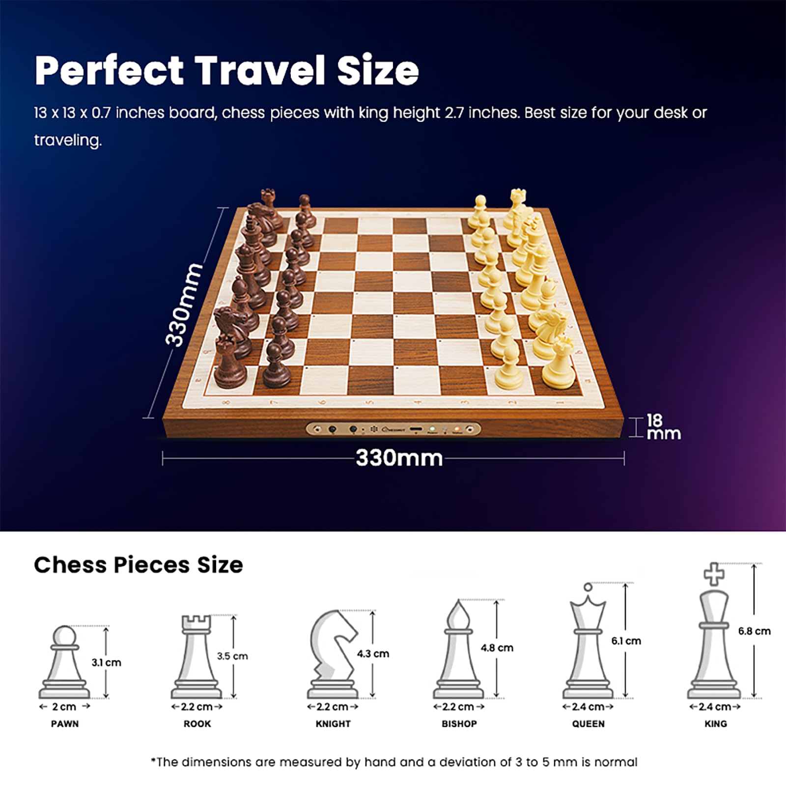 Chessnut Air Electronic Chess Set, una scacchiera in legno magnificamente realizzata a mano con regine extra, LED, set di scacchi elettronici adattivi AI e app con scacchiera per computer