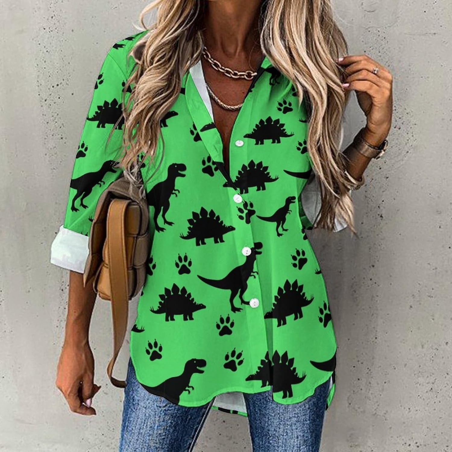 Women's Long Sleeve Shirts Irregular Hem Shirt Casual V Neck Loose Tops Blouse