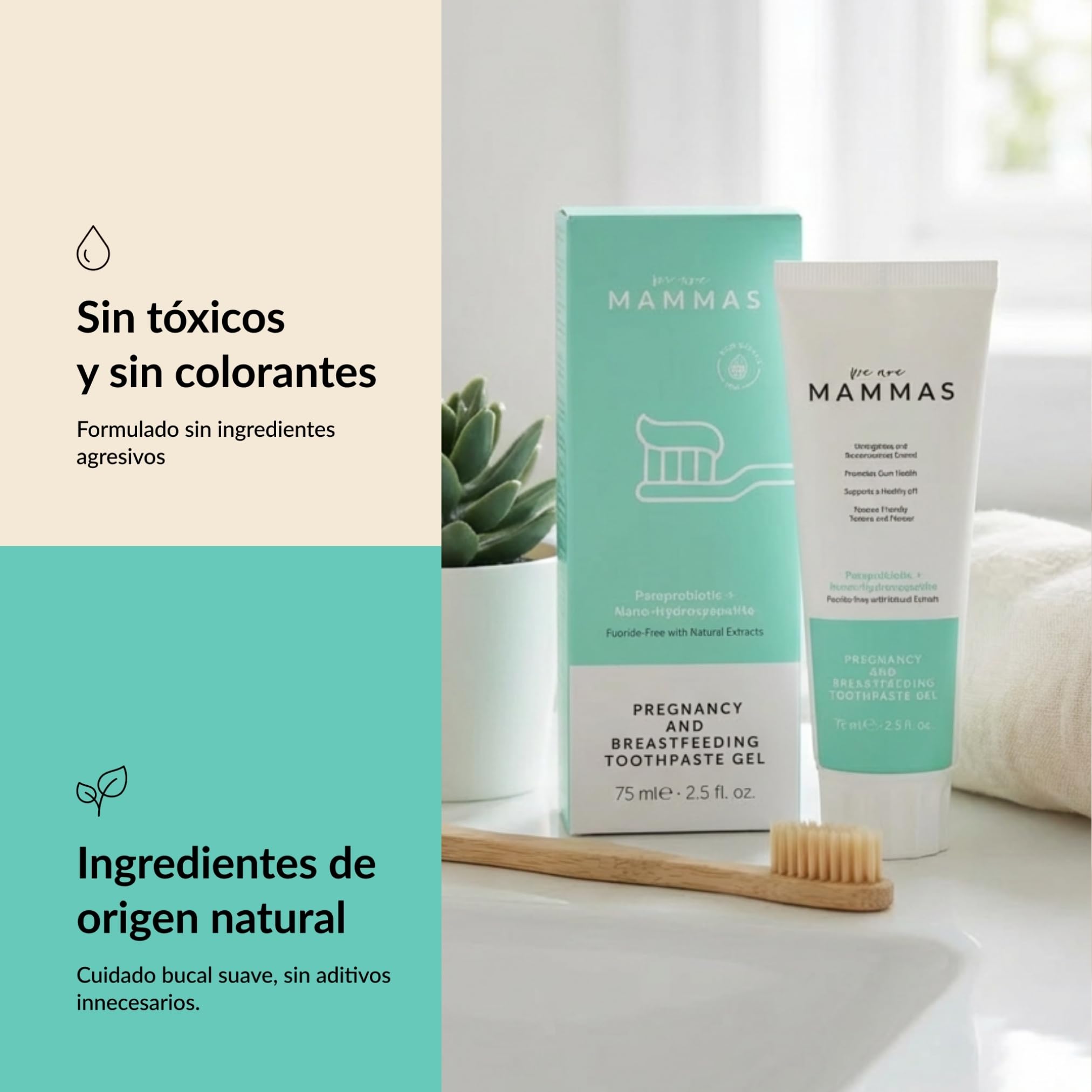 Pasta De Dientes Sin Fluor Con Hidroxiapatita Prebiotica Encías Sensibles Embarazo Postparto Pasta Dental Natural Aloe Vera Xilitol Extractos Botanicos Cuidado Flora Oral Blanqueador Suave 225 ml