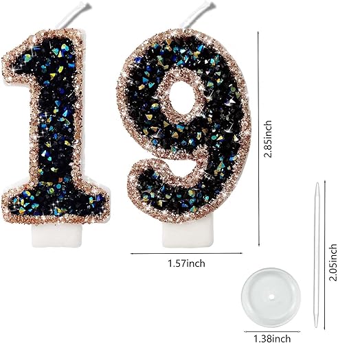Miniatura 444 de Velas de números con purpurina de oro rosa de 2.8 pulgadas, muchos colores, regalos de cumpleaños de 22 años, velas de cumpleaños, velas de números