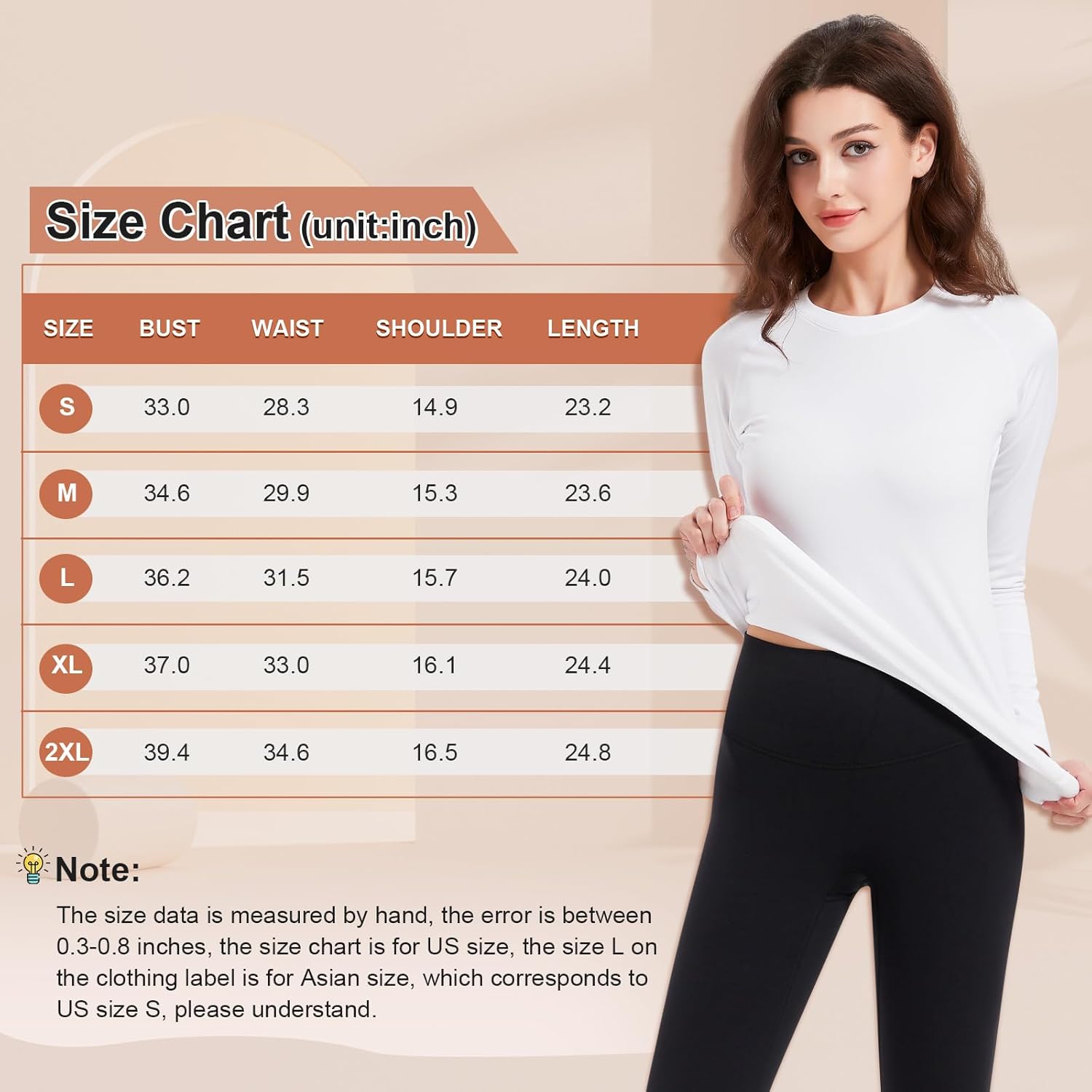 Women's Thermal Shirt Long Sleeve Base Layer, Fleece Lined Tops Lightweight Underwear for Cold Weather Running, Skiing - Image 6