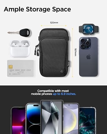 Spigen Klasden Mobil Cihazlar için Seyahat Çantası/Kompakt Tasarım Siyah - AFA07132 (Spigen TR Garantili)