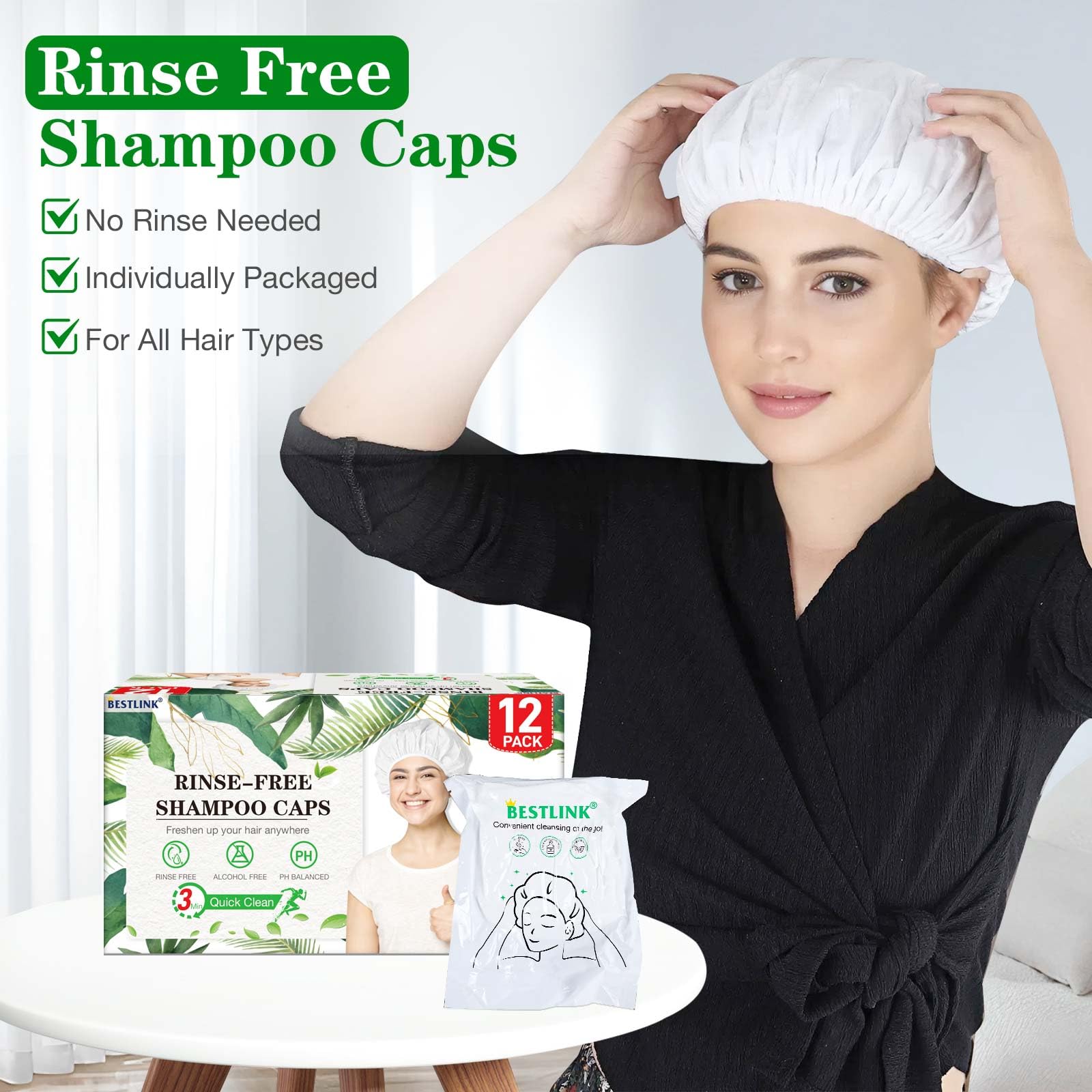 Gorras de champú sin enjuague, gorros de ducha para lavado de cabello para ancianos y pacientes postrados en cama, gorros de ducha sin enjuague para después de la cirugía, hospital, campamento