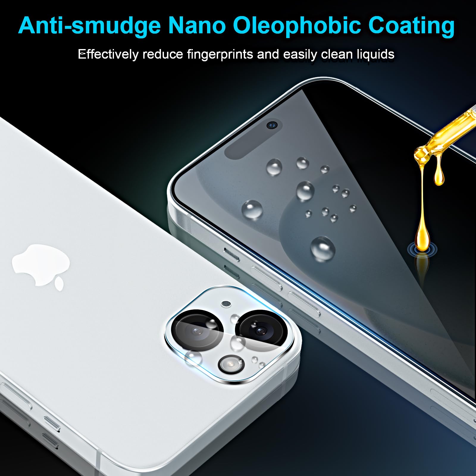 Pellicola Vetro Temperato Per IPhone 15 Plus (6.7'') - Kit 3+3 Con Protezione Privacy E Lente Fotocamera, 9H - 2
