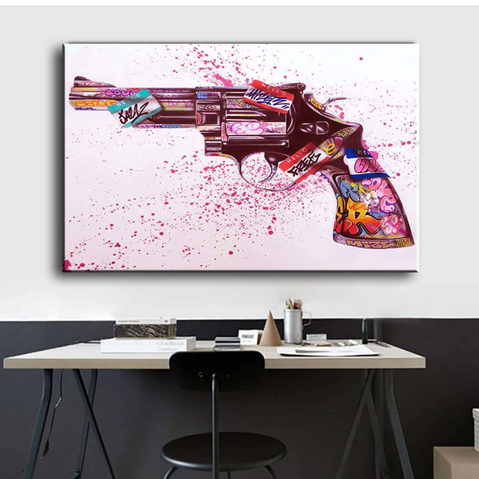 Amazon.co.jp: カラフルな銃のグラフィティアートポスタープリント