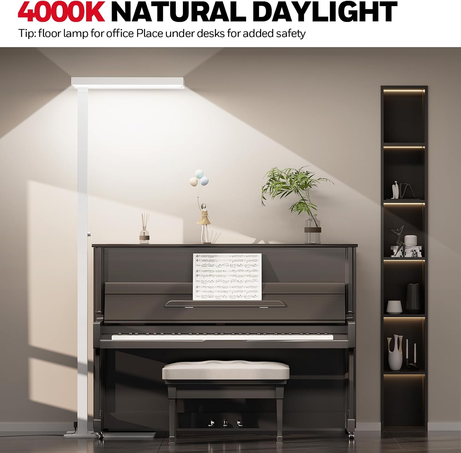 Honeywell 6000LM LED Floor Lamp, 02E Sunturalux Eye-Caring Reading Standing Light, 60W Modern Natural Daylight 4000K Dimmable 77" Tall Floor Lamps for Living Room Kids Study Home Office White 7 71P40NDojJL. AC SL1500