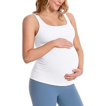 ATTRACO Side Ruched Maternity Tank Top for Women Adjustable Straps Pregnancy Workout Top Sleeveless