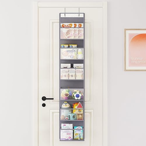 Miniatura 4 de Organizador colgante de 6 estantes sobre la puerta con bolsillos de plástico transparente de gran capacidad, almacenamiento para ahorrar espacio