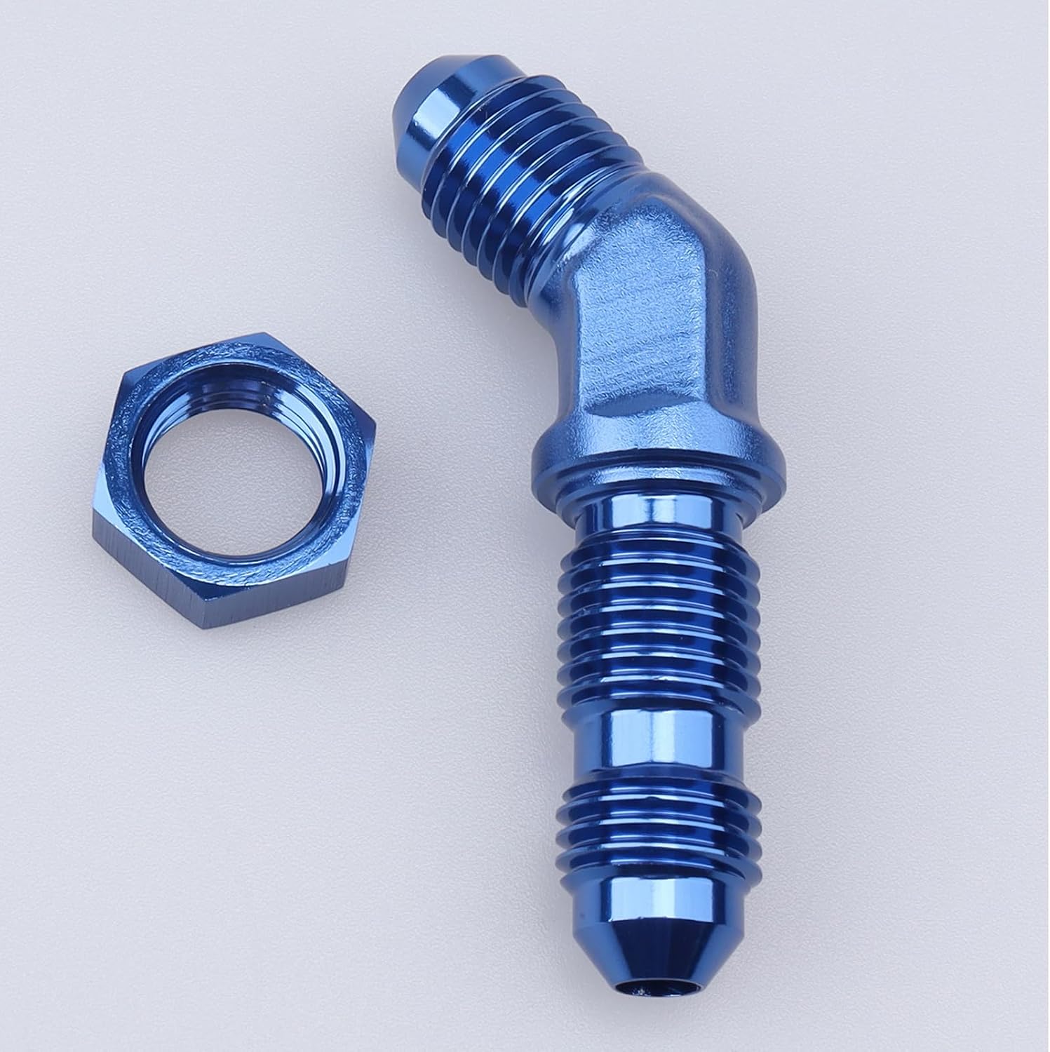 AC PERFORMANCE -4 AN Male Flare 45 Degree Bulkhead Fitting Adapter Aluminum Blue with AN4 Nut