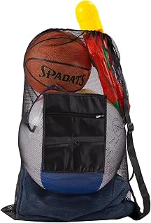 Mesh Ball Bag Extra Large,Soccer Ball Net Bag,Thickened Mesh Drawstring Sports Equipment Storage Bag,Ideal for Holding Basketball Volleyball Baseball Swimming Gear Beach Yoga with Shoulder Strap