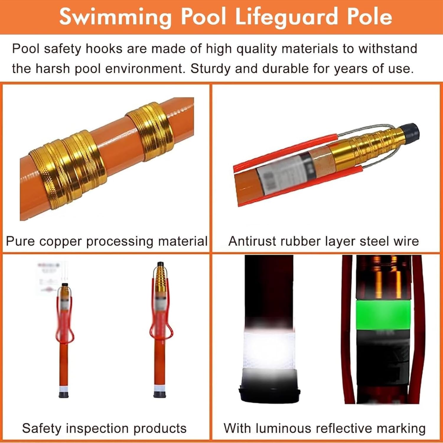 Telescopic Pool Rescue Hook with 18FT Fiberglass Pole - Lifesaving Safety Stick for Drowning Swimmers, Emergency Pool Safety Equipment