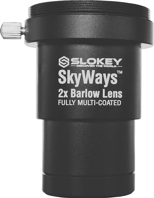 Achromatic 2X Barlow Lens Pro Slokey SkyWays - Superior Optical Quality with FMC and Anti-Reflective Treated Lens for a Sharp, Crisp, Clear Image - Super Light, Compact and Durable (1.25")