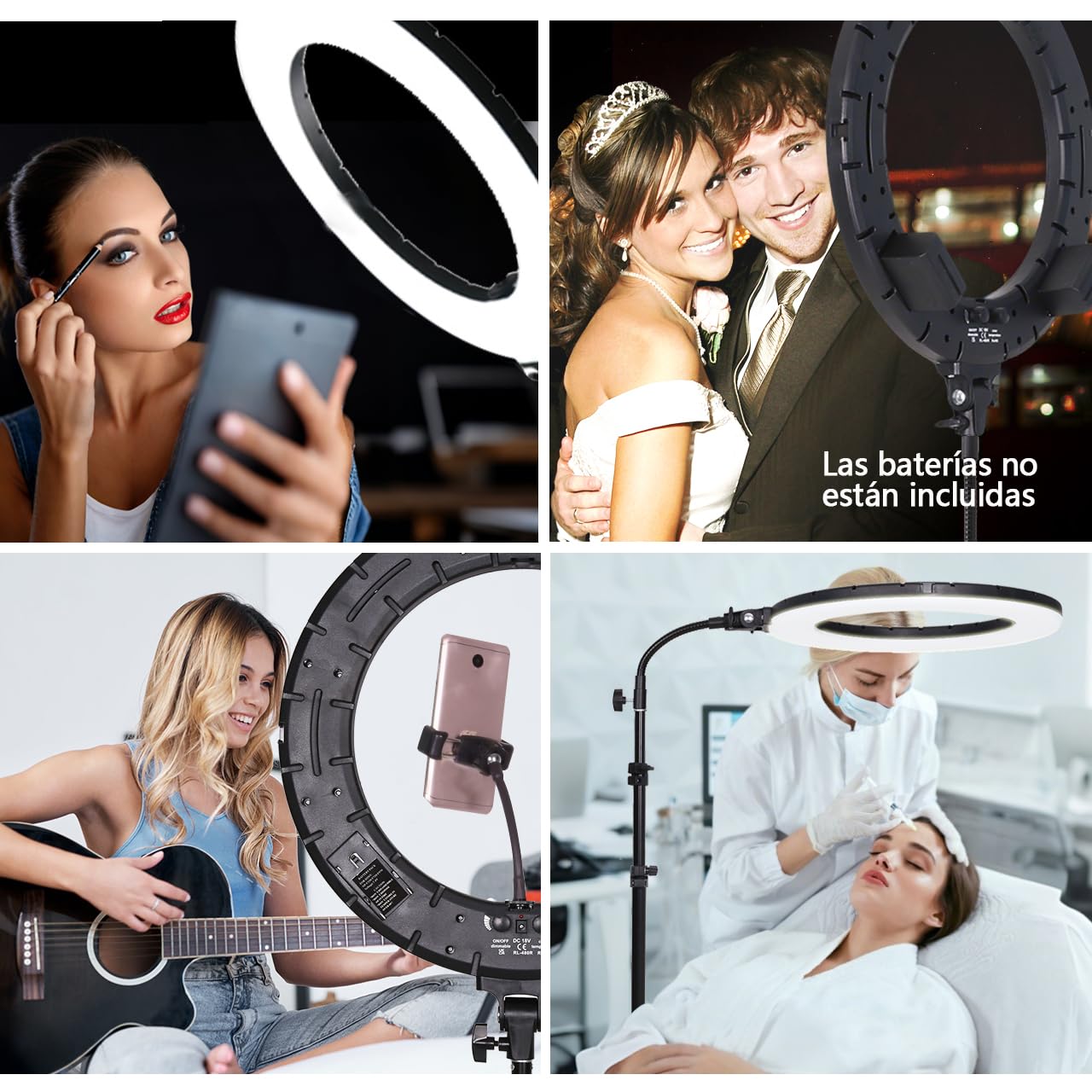18" 60W LED Ringleuchte Set Tattoo Ceja Fülllicht Dimmbares Kamera Fotografía Studiolicht VideoLicht mit Makeup Retrat YouTube Video Shooting (18 Zoll Set mit weichen Röhre)