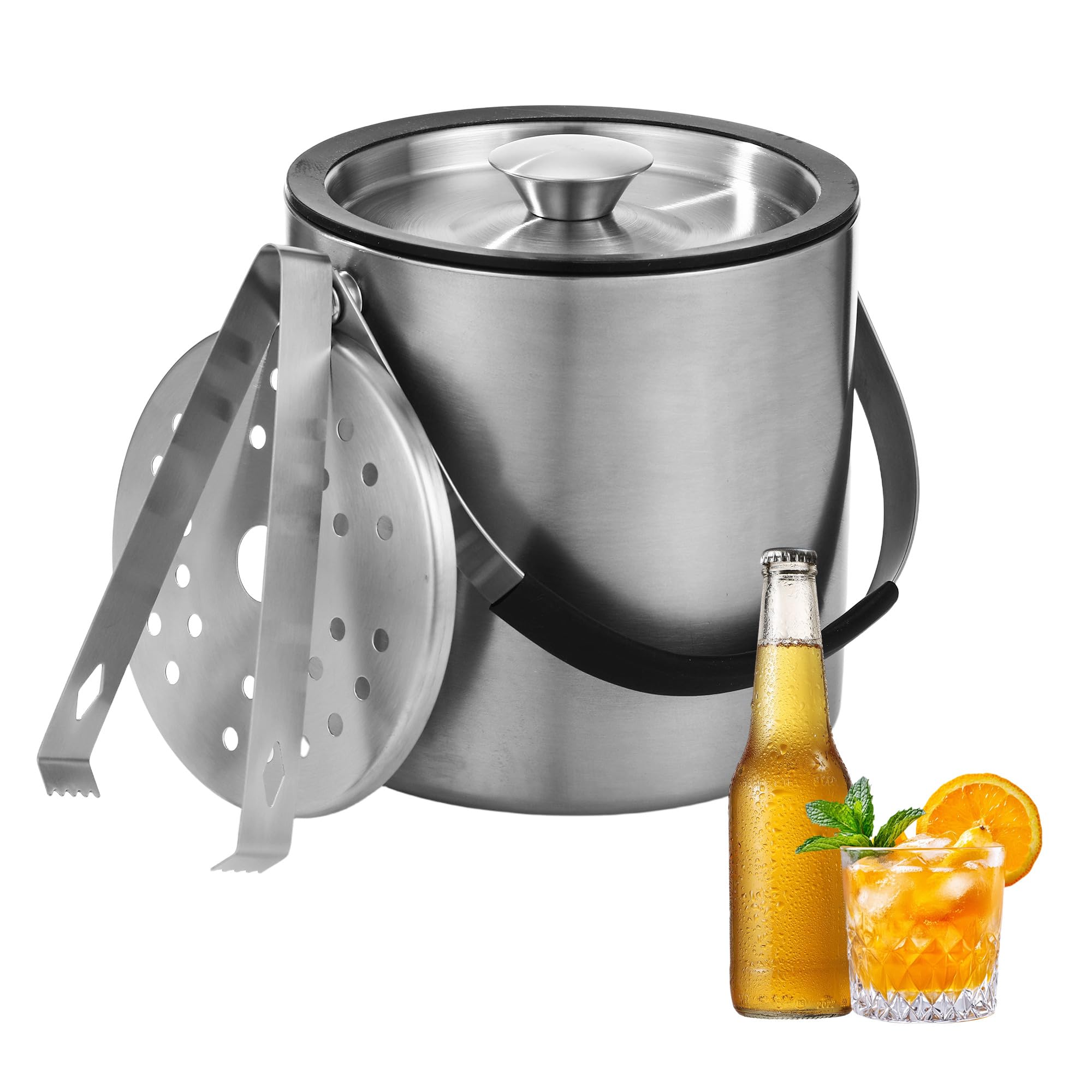 Seau à glace inox 2L seau a glacon champagne vin biere avec accessoires de service