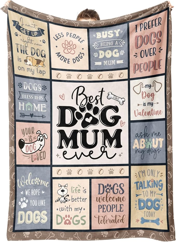 Dog Mum Gifts - Manta con texto en inglés ""Best Dog Mum Ever"", regalos…