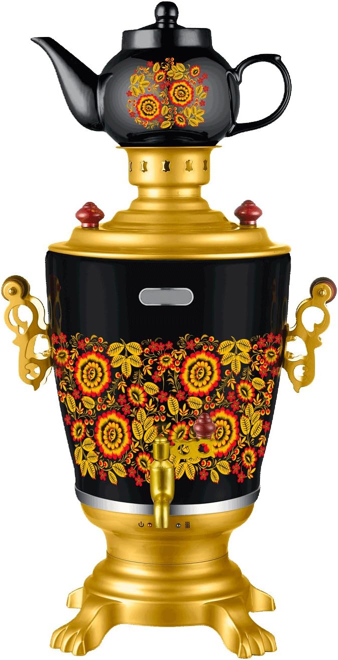 Russian Modern Electric Samovar Teapot Set Khokhloma Design Tea Kettle Teakettle