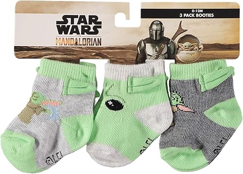 Miniatura 6 de Star Wars Paquete de 3 botines Mandalorian The Child para bebés para bebé, paquete múltiple de calcetines para bebé de Yoda (paquete de 3, 0 a 12