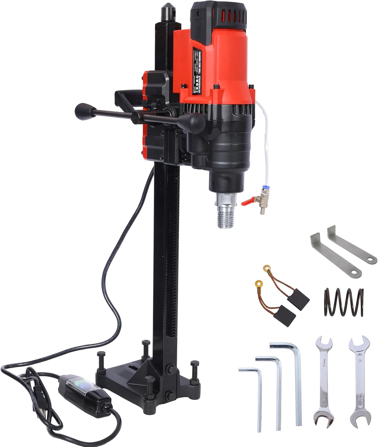 3200W Diamond Core Drill Rig with Stand | 9.4-inch (24cm) Wet & Dry Concrete Drill Machine | 700RPM Heavy-Duty for Concrete Brick Stone | Steel Frame (Black+Red)