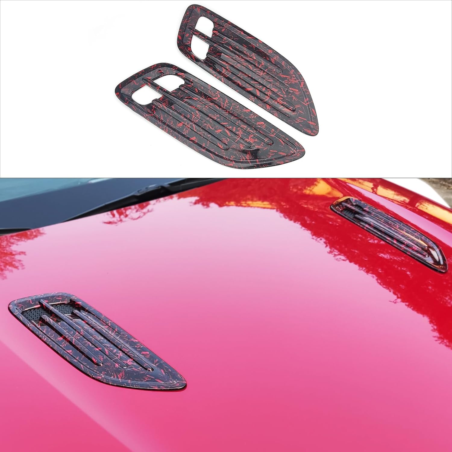 YOUTOOCAR 2PCS Hood Vent Trim Covers Compatible with Kia Stinger 2018-2023 Accessories (Forged Red)