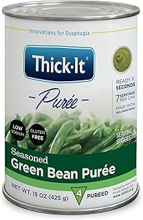 Thick-It Pureed Seasoned Green Beans (IDDSI), Made with Real Green Beans, Low Sodium & Gluten-Free, Digestible Swallowing Aid, 15 oz Can (12 Pack)