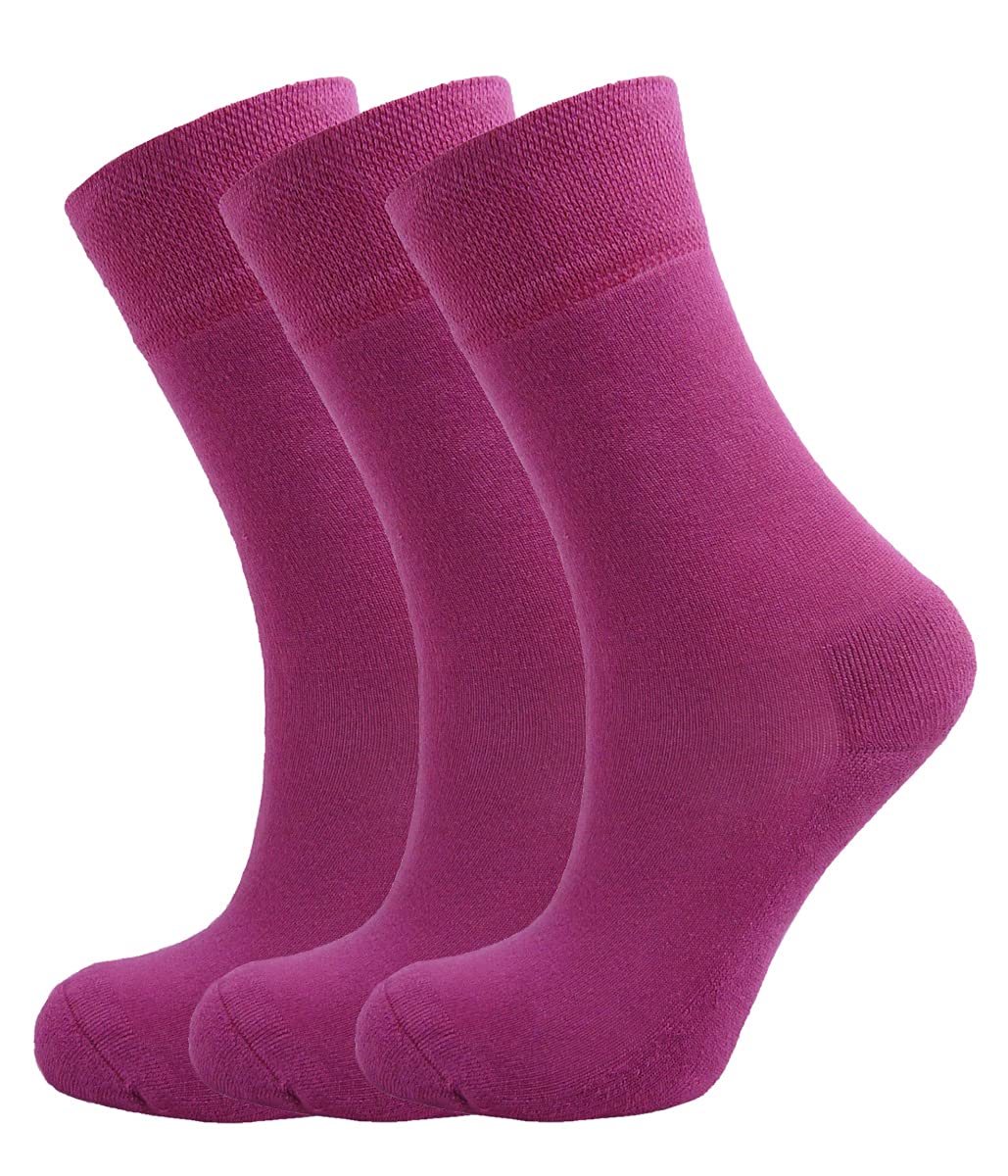 Green Bear Unisex Pink Bamboo Colour Socks Cushioned Sole-Soft Antibacterial-3 Pack 3-5