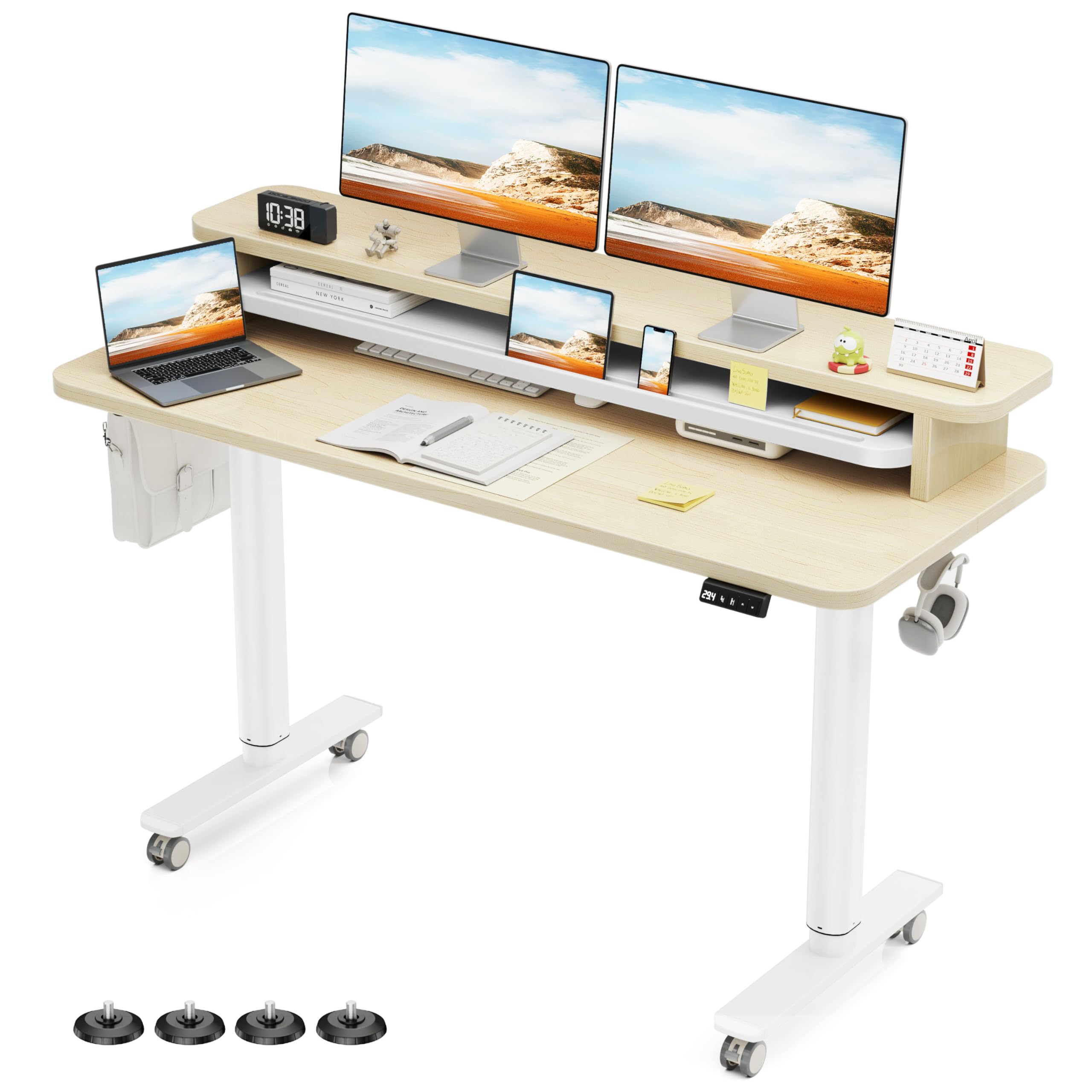 Amazon.com: Flycity Electric Standing Desk with Dual Monitor Stand