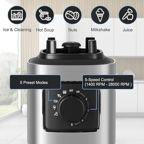 Miniatura 4 de LDAILY Licuadora profesional, máquina de batidos de alta resistencia con motor de 1500 W, tarro Tritan de 68 onzas, 6 cuchillas de acero inoxidable,
