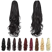 Vista 9 de Extensión de cola de caballo, extensiones de cabello con clip de garra de 22 pulgadas, cola de caballo larga y rizada, extensión de cola de caballo