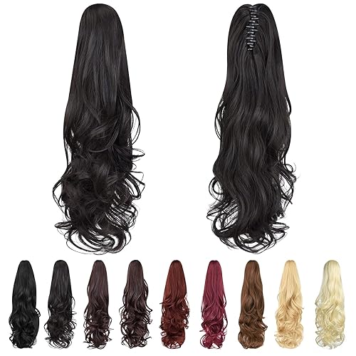 Miniatura 9 de Extensión de cola de caballo, extensiones de cabello con clip de garra de 22 pulgadas, extensiones de cabello largo y rizado, extensión de cabello