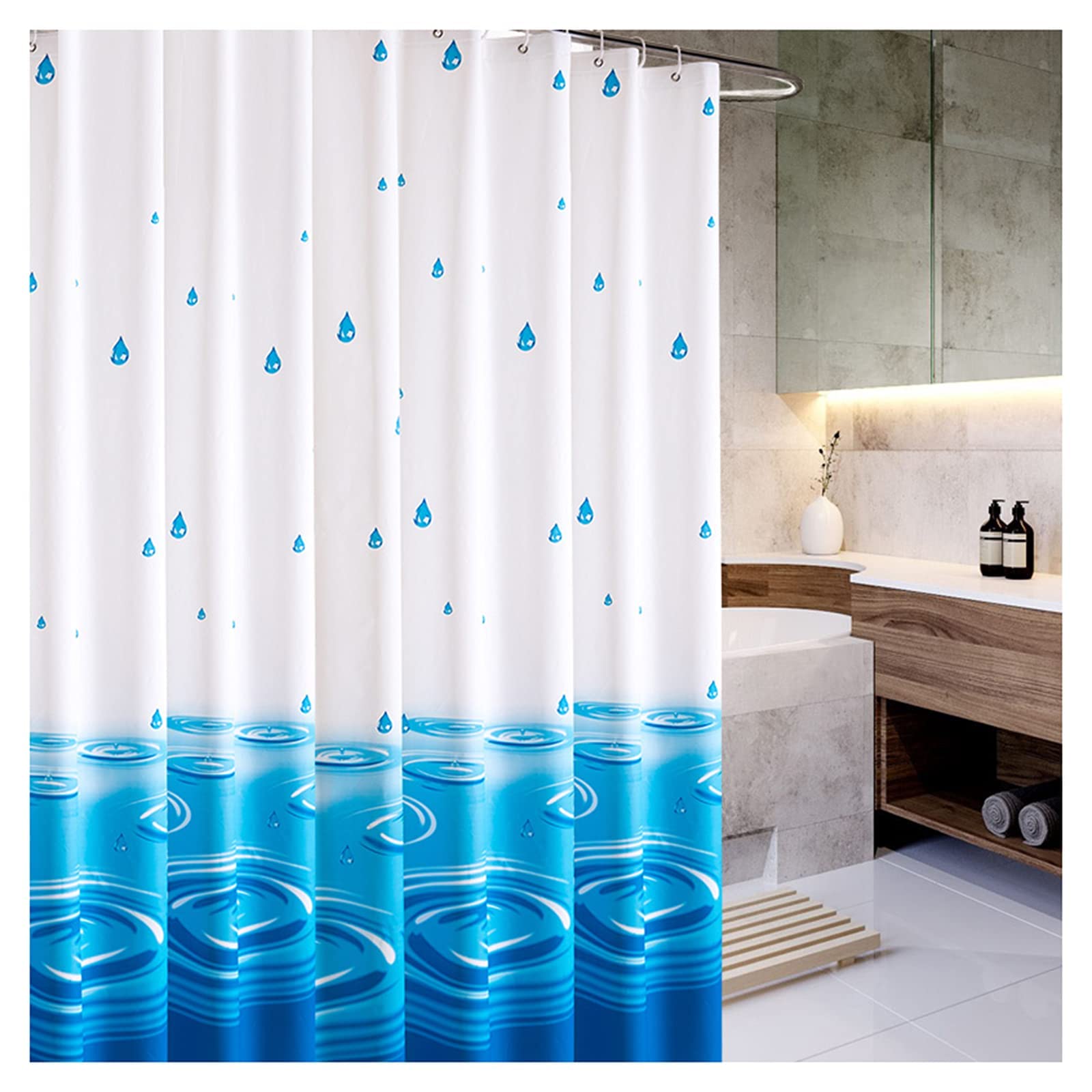 Rideau de douche art mode en tissu durable et épais de qualité supérieure W180 x H200 cm