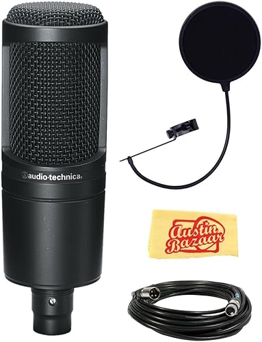 Miniatura 15 de Audio-Technica AT4040 juego de micrófono condensador cardioide con trípode de brazo articulado, filtro Pop, cable XLR y paño de pulido Austin Bazaar
