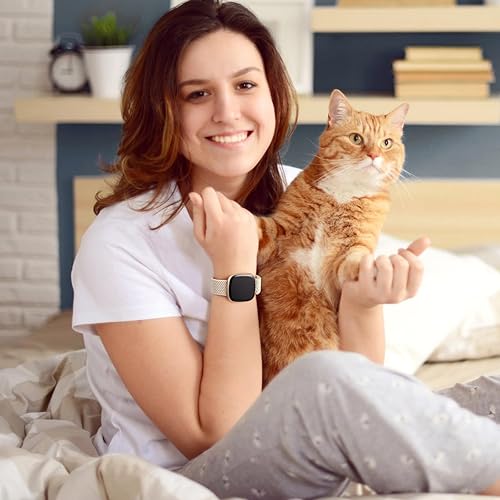 Vista 5 de Maledan Banda elástica trenzada compatible con Fitbit Sense/Versa 3/4 y Sense 2, correa elástica suave para reloj inteligente, accesorio