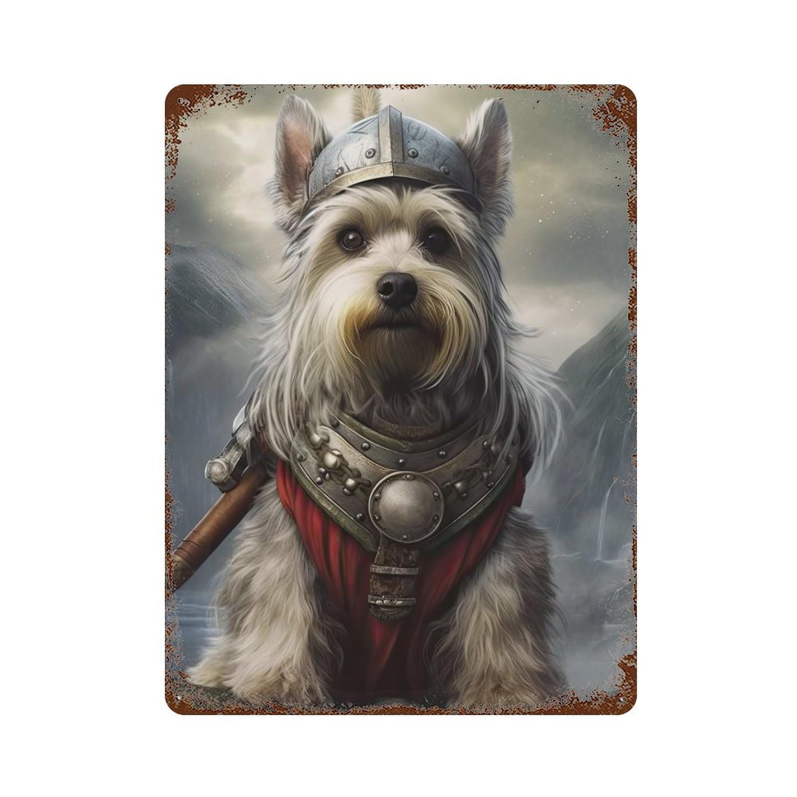 Schnauzer Viking Vintage Rust Metal Sign 15.7"x11.8", for Garage, Bar And Workshop Decor, Decorative Metal Wall Art